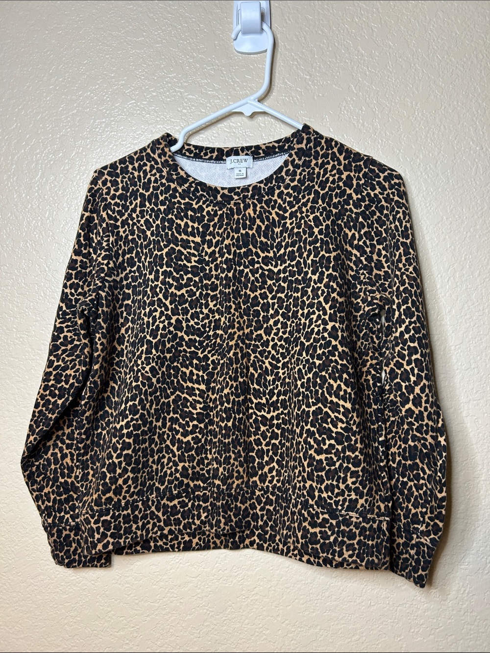 J. Crew Leopard-Print Crewneck Sweater in Tan and Black size s